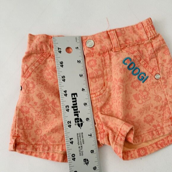COOGI Shorts Baby Girl 24M Orange Floral Embroidered Logo Stretch Waist Pockets - Picture 6 of 7